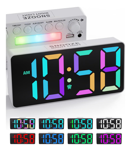Reloj Despertador Digital Rgb Para Dormitorio, Dinamico De G