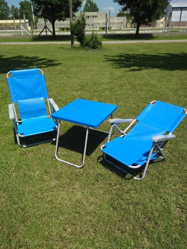 Combo 2 Sillones De Hierro Lona Microperf. ( Bajo) + Mesita