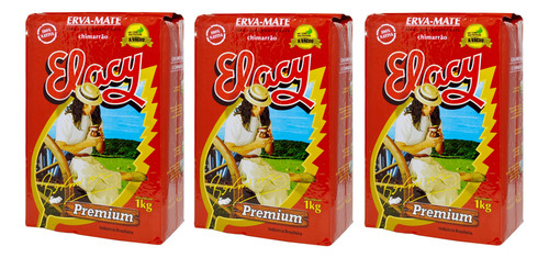 Kit 3 Erva Mate Elacy Premium Nativa Chimarrão Vácuo 1 Kg