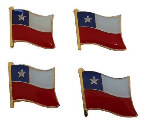 Set 4 Insignias Pin Bandera Chilena