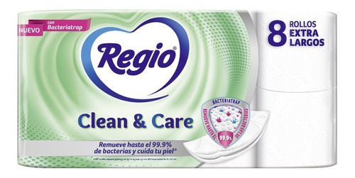 Papel Higiénico Regio Clean & Care 8 Rollos 300 Hojas Dobles