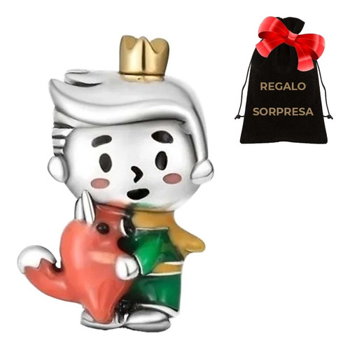 Regalo Charm Compatible Principito Zorro Amor Corazón Plata