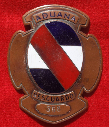 Placa De Pecho Num Resguardo Aduana Policia Fiscal Años 1930