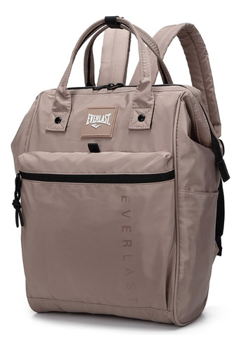 Mochila Cartera Everlast Boca Pez Liviana Antirobo Reforzada Color Camel Diseño de la tela Liso 21912