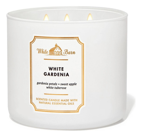  Bath And Body Works - Vela Grande 3 Mechas Color Blanco Fragancia White Gardenia