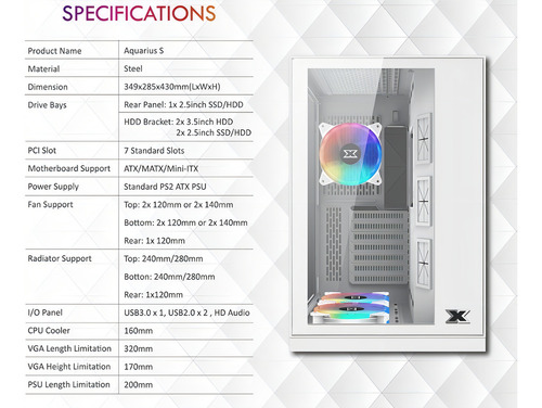 Gabinete Blanco Gamer Xigmatek Aquarius S Argb 3 Fanes