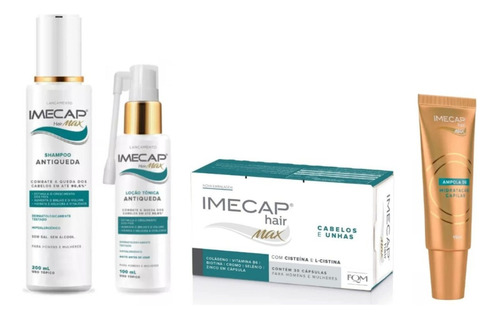 Kit Imecap Tratamento Antiqueda Shampoo Tonico Caps E Ampola