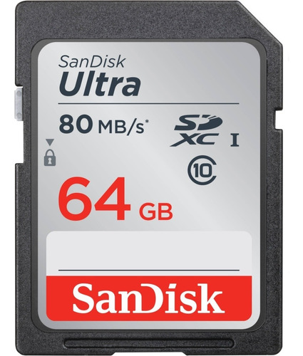 Memoria Sd Sandisk 64gb Camaras Clase 10 La + Rápida Sdxc 80