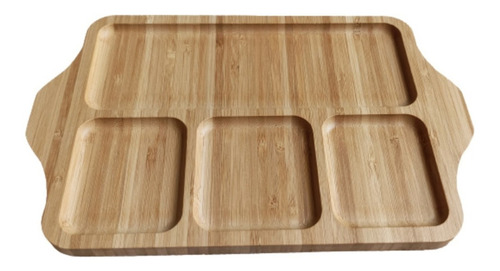 Tabla Para Picada Copetinero Madera Bambu Con 4 Divisiones 