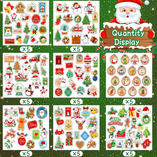 Calcomanías De Navidad, 40 Hojas, Calcomanías Adhesiv...