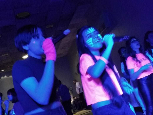 Minidisco Fiesta Teen Fluo Neon Nieve Dj Karaoke Egresados