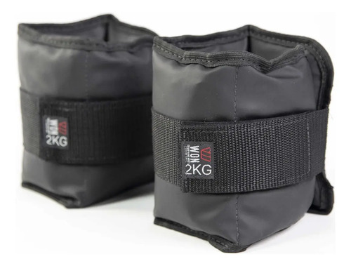 Caneleira Tornozeleira Peso 2kg Profissional Velcro Preta Won Exercício