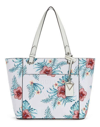 Bolsa Guess Mujer Nueva Original Ee706122 Blanco Lisa Plata Blanco
