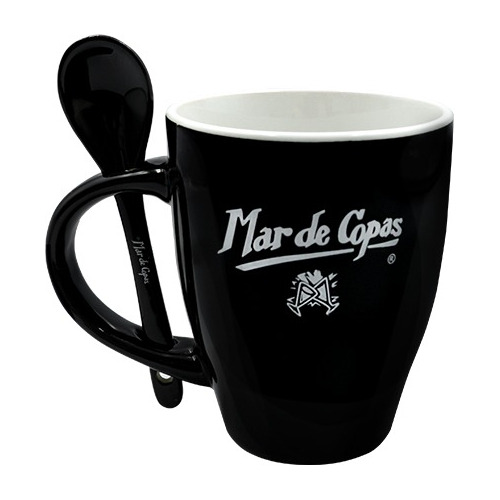 Taza Marcopera,12onzas,negra, Loza, Incluye Cucharita