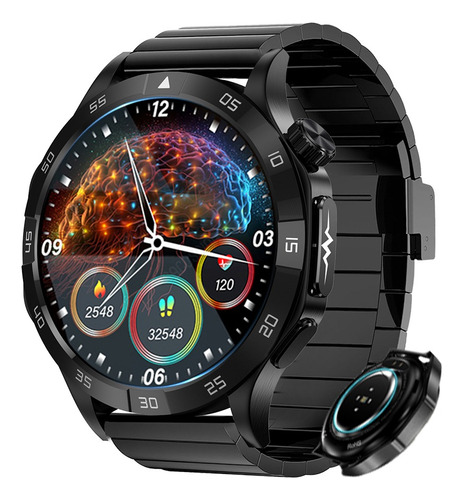 Reloj Inteligente Hombre Ecg Smartwatch Ip68 Impermeable Correa Acero Negro Bisel Negro