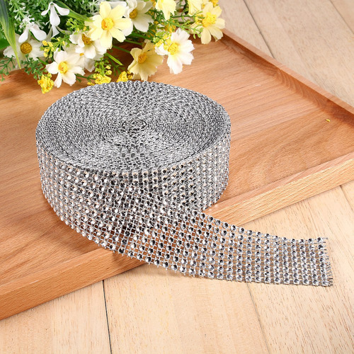 Rollo De Cinta De Malla Con Diamantes De Imitación De 10 Yar