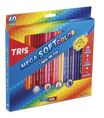 Lápis De Cor Mega Soft Color 60 Cores  Tris