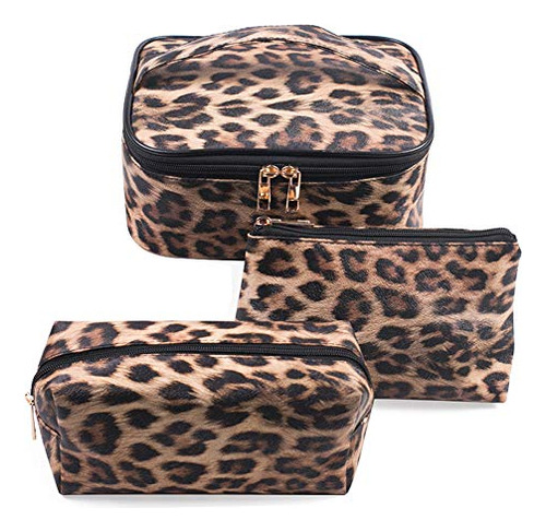 Porta Cosmeticos Set De 3 Neceseres Animal Print Leopard