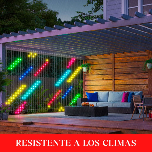 Luces Led De Cortina Smart 3x2 Metros 400 Luces Control Ip65 Multicolor