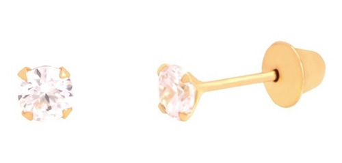 Imagem 1 de 2 de Brinco Zirconia 3mm Ouro 10k