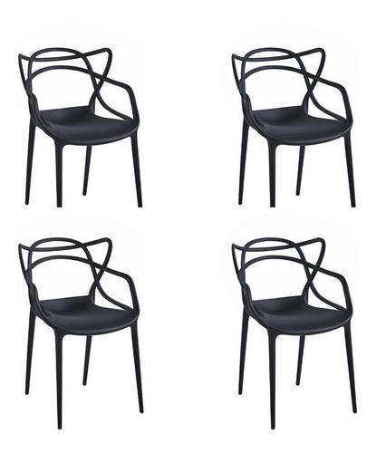 Pack De 4 Sillas De Terraza O Comedor Master - Negras