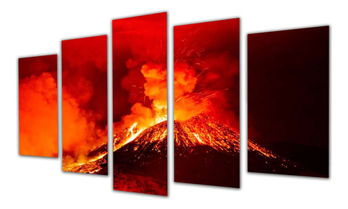 Cuadro 60x100cm Volcanes Erupcion Lava Humo Rojo