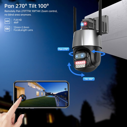 Cámara Ip Seguridad Wifi Doble Lente 4k De 8 Mp Y Zoom De 8x