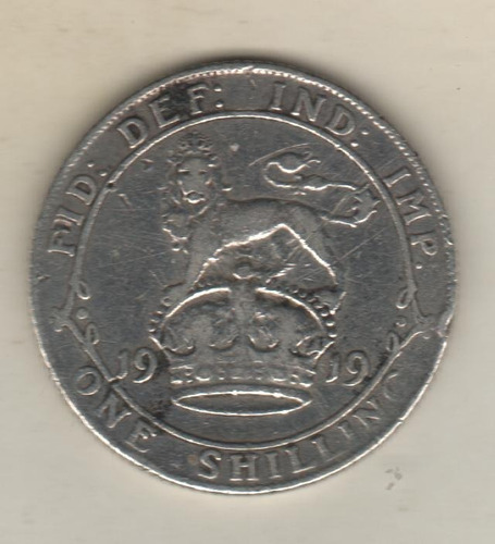 Gran Bretaña 1 Shilling De Plata 925 Año 1919 Km 816 - Vf