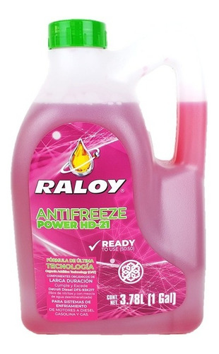 Anticongelante Raloy Power Hd-21 Rosa Premezclado 50:50 3.78