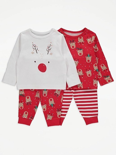 100% Algodon Set*2 Pijamas Bebe Navidad 2 Piezas 1451 1459