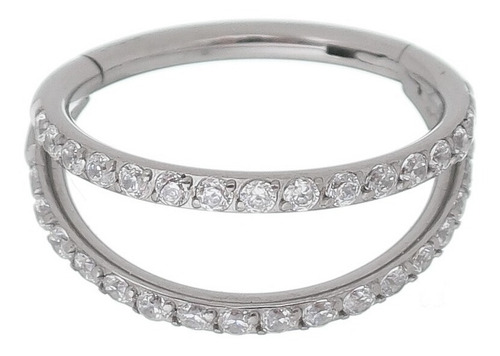 Piercing Argola Clicker Dupla Titânio Zircônias Orelha Cor Prateado