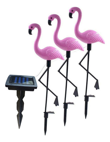 3 Piezas Flamingo Landscape Light Energía Solar Para Patio
