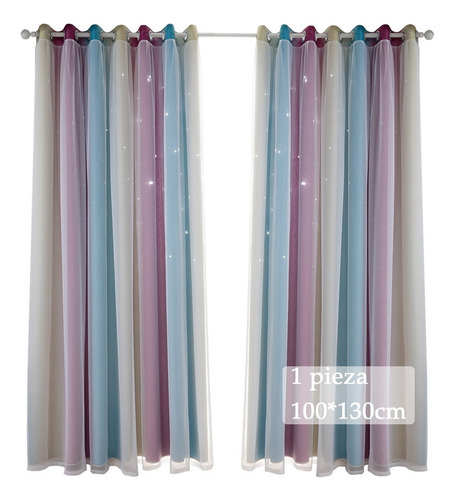 Cortinas Opacas Para Dormitorio 100*130 Con Estrellas Color Púrpura