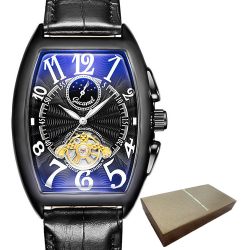 Reloj Gucamel Mechanical Tourbillon De Cuero Para Hombre