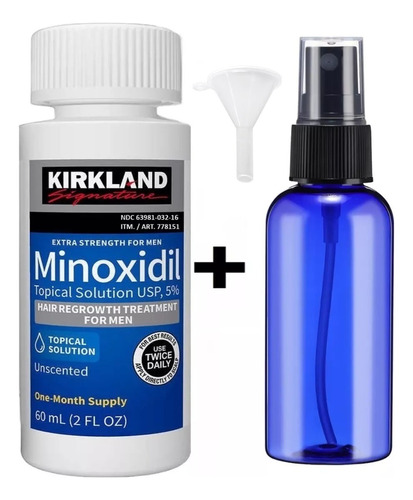 Frasco Minoxidil Kirkland  + Gotero + Guías Barba Cabello