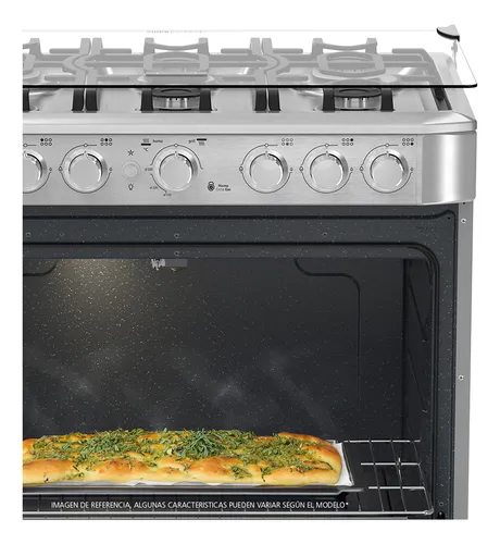 Estufa De Piso A Gas 76 Cm 6 Quemadores Mabe Emc7630nfx0 Color Plateado