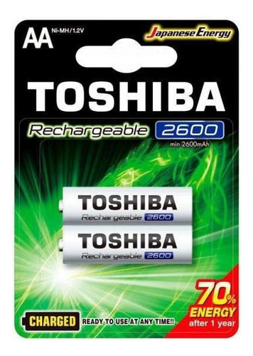 Pilha Recarregavel Aa 1,2v 2600mah Tnh6gae Toshiba - Com 2
