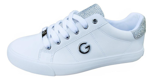 Tenis Guess Original  Blanco Con Pedrería Dama Casual