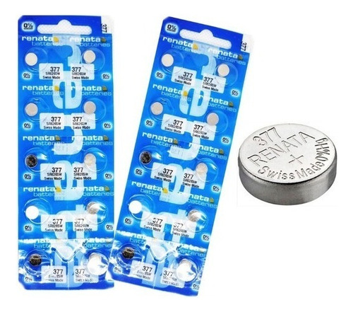 Pila Renata silver oxide 377 botón pack de 10 unidades
