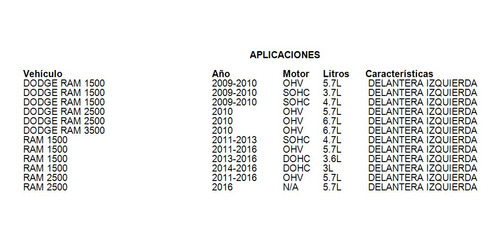 Pluma Limpiaparabrisa Delantera Izquierda Ram 3500 2014 5.7l