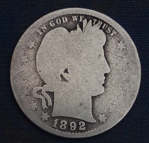Usa Quarter 1892 Sin Ceca Plata Estados Unidos 25 Cents