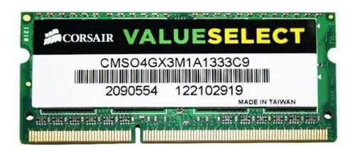 Memoria RAM Value Select color negro  4GB 1 Corsair CMSO4GX3M1A1333C9