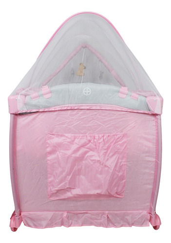 Cuna Corral Con Vibrador Y Mosquitero Is-888e Color Rosa