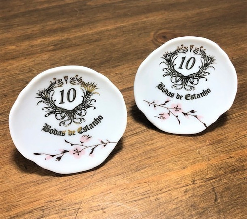 Imagem 8 de 8 de Kit 5 Pratinhos Bodas De Estanho 10 Anos De Casamento