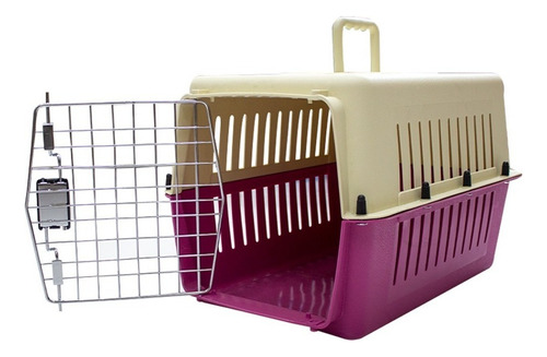 Transportadora Viaje Portátil Plástico Jaula Mascotas Chicas Color Uva
