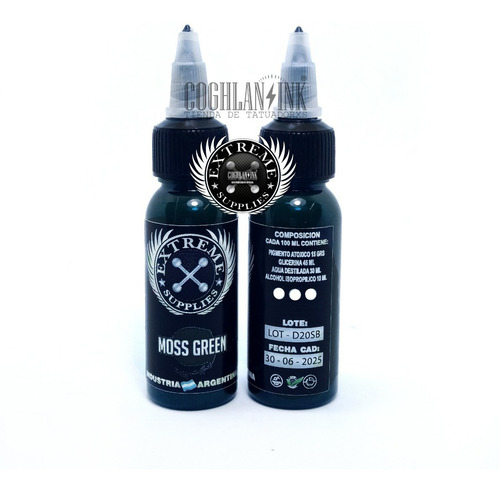 Imagen 3 de 3 de Tinta Tattoo Extreme Moss Green X 1oz Tatuajes Tatuar
