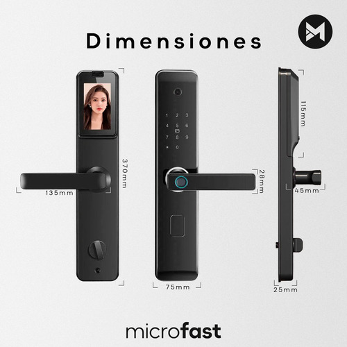 Imagen 8 de 10 de Cerradura Inteligente Biométrica Smart Bluetooth Huella