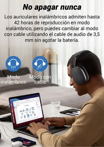Vanir Audífonos Inalámbricos Diadema Bluetooth Con Cancelación De Ruido Ai, Audifonos Gamer, Con Micrófono, Sonido Hd Y Batería 42h, Compatibles Con iPhone, Android Y Pc, Top 10 Mejores Audífonos