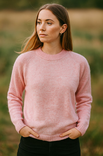 Sweater Pullover Lana De Alpaca Liso Peinado