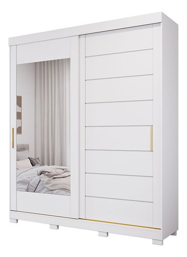 Guarda-roupa Casal 2 Portas De Correr Com Espelho 4 Gavetas